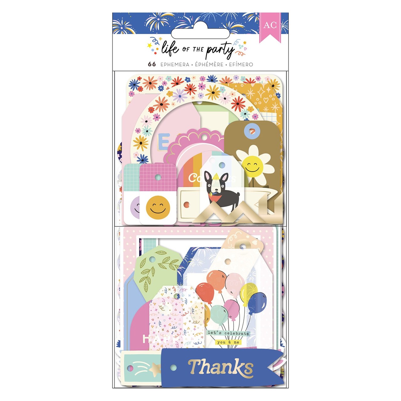 American Crafts Life Of The Party Ephemera Die-Cuts 66/Pkg-Frames And Tags, Gold Foil